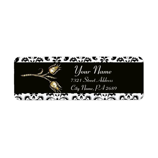 DIAMOND TULIPS SCHWARZ-WEISS DAMASK (Vorne)
