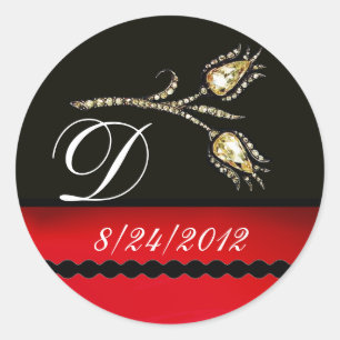 DIAMOND TULIPS SCHWARZ-WEISS RED MONOGRAM RUNDER AUFKLEBER