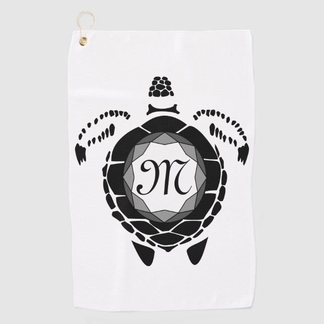 Diamond Turtle Shellback Monogram Golfhandtuch (Vorderseite)