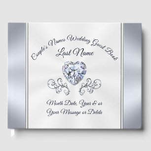 Diamond und Silver Wedding Guest Book Personalisie Gästebuch