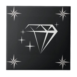 Diamond und Star Pattern Black Fliese