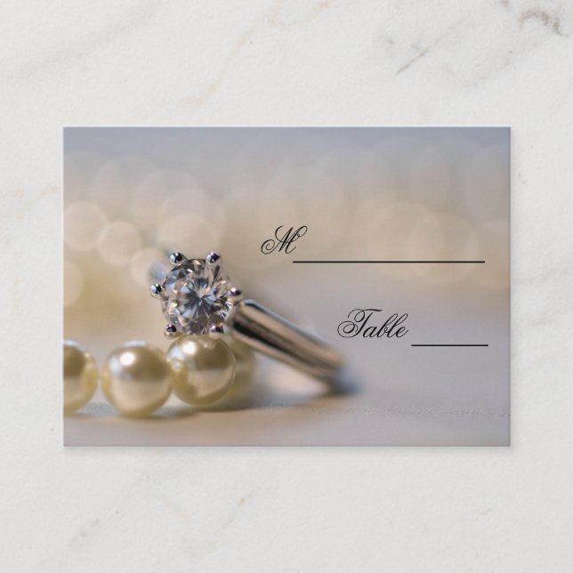Diamond Verlobung Ring Pearls Hochzeitsstimmung Pl Platzkarte (Vorderseite)