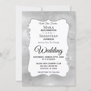 ~ Diamond Watercolor Silver    GrayWedding Einladung