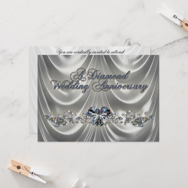Diamond Wedding Anniversary Einladungskarte (Vorderseite/Rückseite Beispiel)
