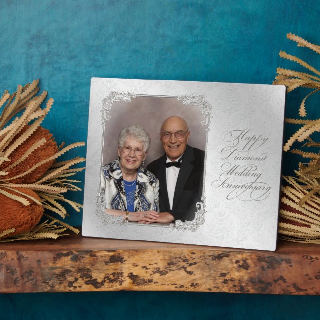 Diamond Wedding Anniversary Foto Plaque Fotoplatte (Seite)