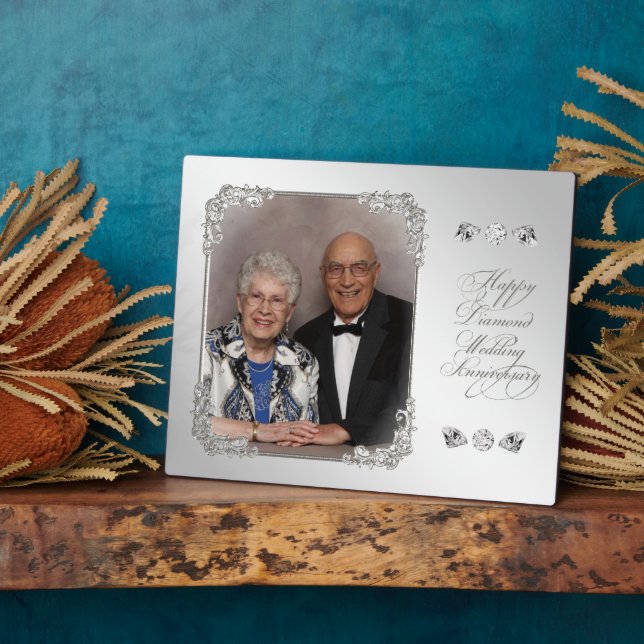 Diamond Wedding Anniversary Foto Plaque Fotoplatte (Seite)