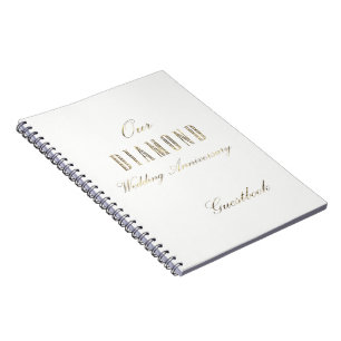 Diamond Wedding Anniversary Gast Book White Gold Notizblock
