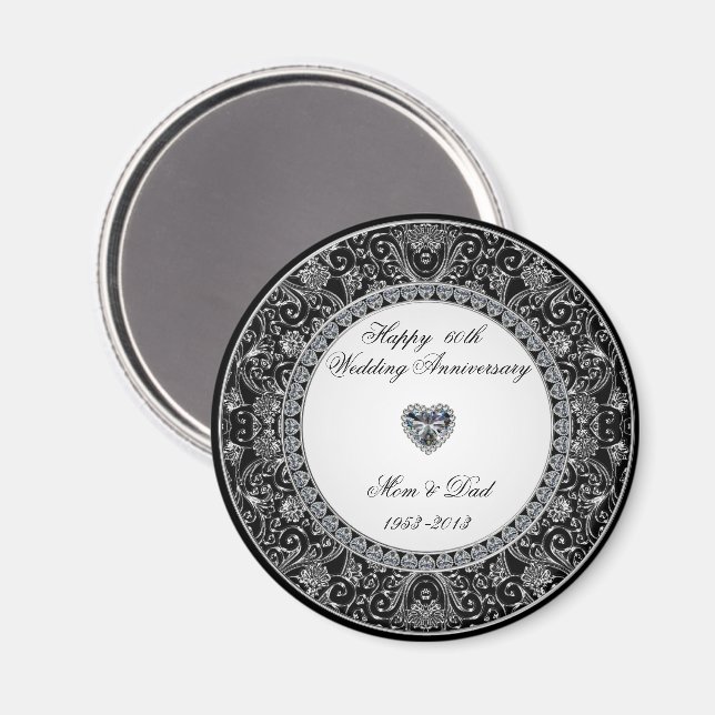 Diamond Wedding Anniversary Magnet (Vorderseite/Rückseite)