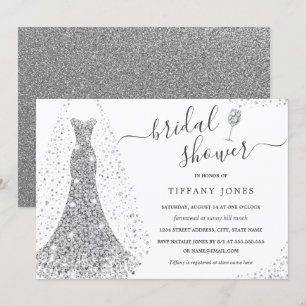 Diamond Wedding Dress Sparkle Brautparty Invit Einladung