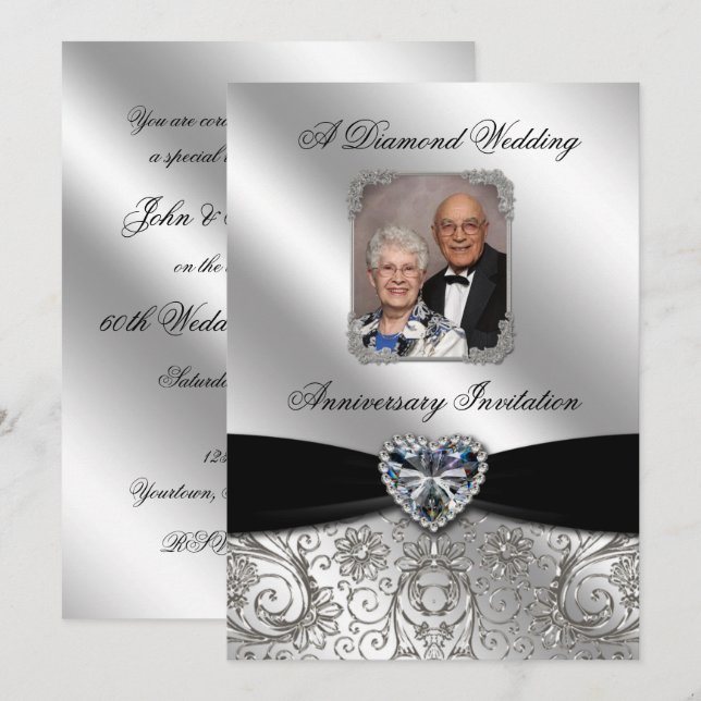 Diamond Wedding Jubiläum 12x18 Einladung (Vorne/Hinten)