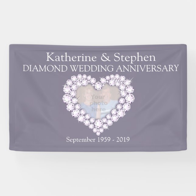 Diamond Wedding Jubiläum graues Banner (Horizontal)
