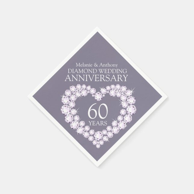 Diamond Wedding Jubiläumsherz Servietten (Ecke)