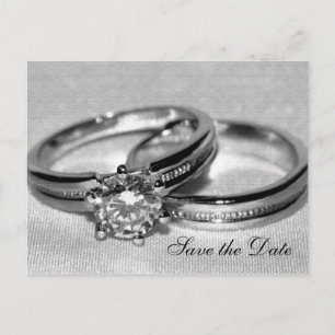 Diamond Wedding Ring Set Save the Date Ankündigungspostkarte