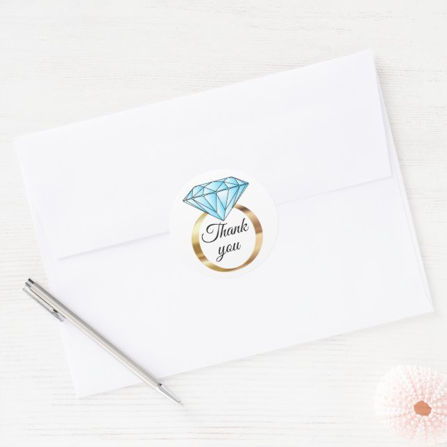 Diamond Wedding Ring Vielen Dank Runder Aufkleber (Umschlag)