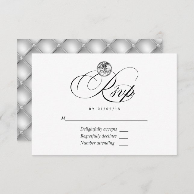 Diamond Wedding RSVP Card (Vorne/Hinten)