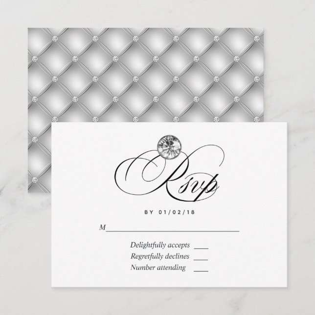 Diamond Wedding RSVP Card Karte (Vorne/Hinten)
