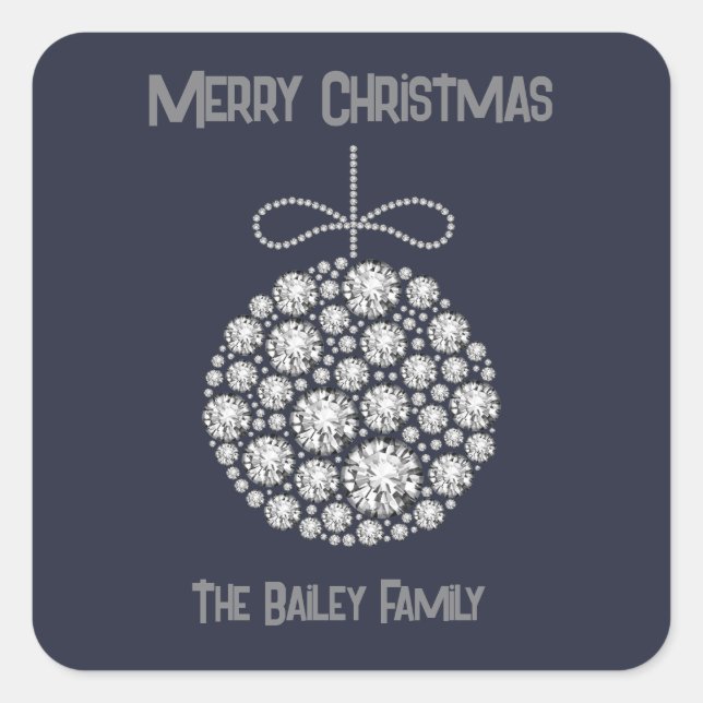 Diamond Weihnachtsschmucksticker Quadratischer Aufkleber (Vorderseite)