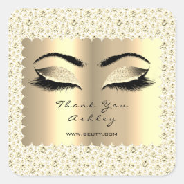 Diamond White Glitzer Gold Lash Eyes Vielen Dank Quadratischer Aufkleber