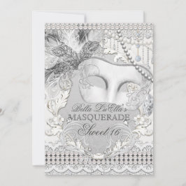 Diamond White Pearl Masquerade Einladung