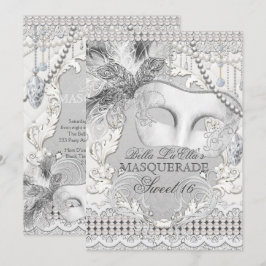 Diamond White Pearl Masquerade Einladung