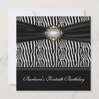 Diamond Womans Zebra 40. Geburtstags-Party Einladung