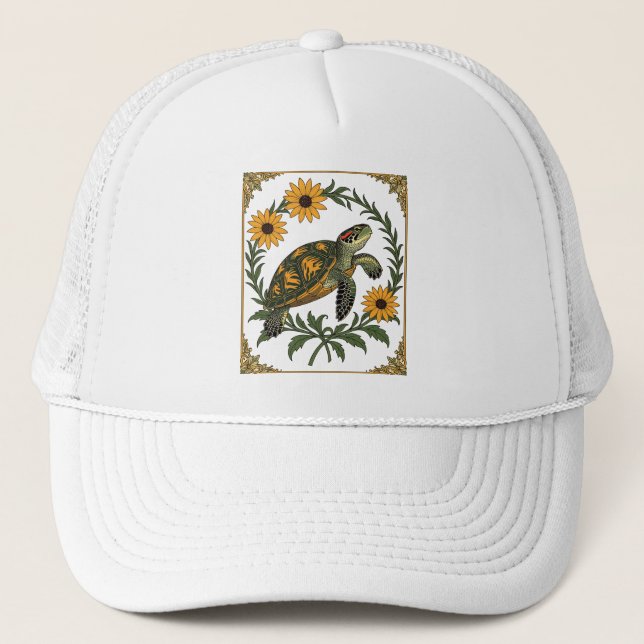 Diamondback Terrapin And Black Eyed Susan Flowers Truckerkappe (Vorderseite)
