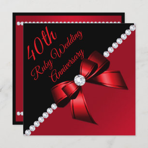 Diamonds 4oth Ruby Wedding Anniversary Einladung