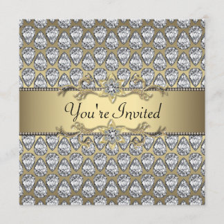 Diamonds Black & Gold Jeden Anlaß Party Einladung