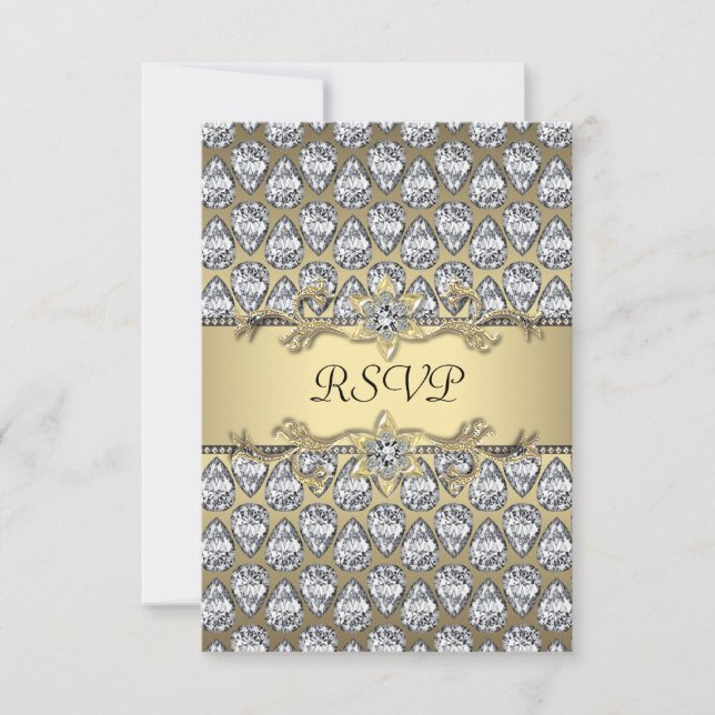 Diamonds Black & Gold Jeder Anlass Party UAWG RSVP Karte (Vorderseite)