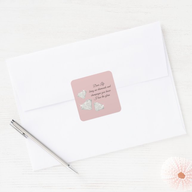 Diamonds & Champagne Zitat – Dear Life Edition Quadratischer Aufkleber (Umschlag)