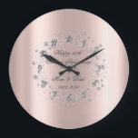 Diamonds Confetti Rose Gold Wedding Jubiläum Große Wanduhr<br><div class="desc">Elegante Silberdiamanten auf Golduntergrund der Rose.</div>