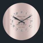 Diamonds Confetti Rose Gold Wedding Jubiläum Große Wanduhr<br><div class="desc">Elegante Silberdiamanten auf Golduntergrund der Rose.</div>