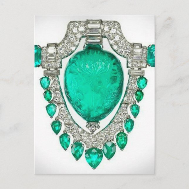 Diamonds Emeralds Kostümschmuck Vintag Brooch Postkarte (Vorderseite)