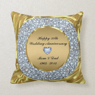 Diamonds & Gold 50. Hochzeitstag Kissen