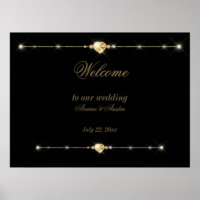 Diamonds Gold and Glitzer Wedding Poster (Vorne)