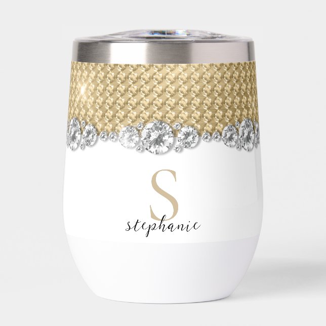 Diamonds Gold Elegante Shiny Monogram Custom (Vorderseite)