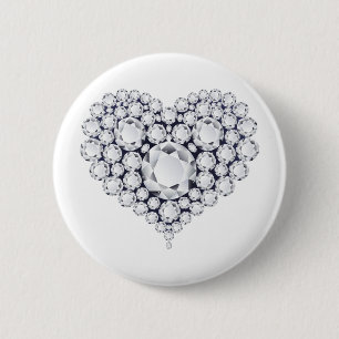 Diamonds Heart Gems Button