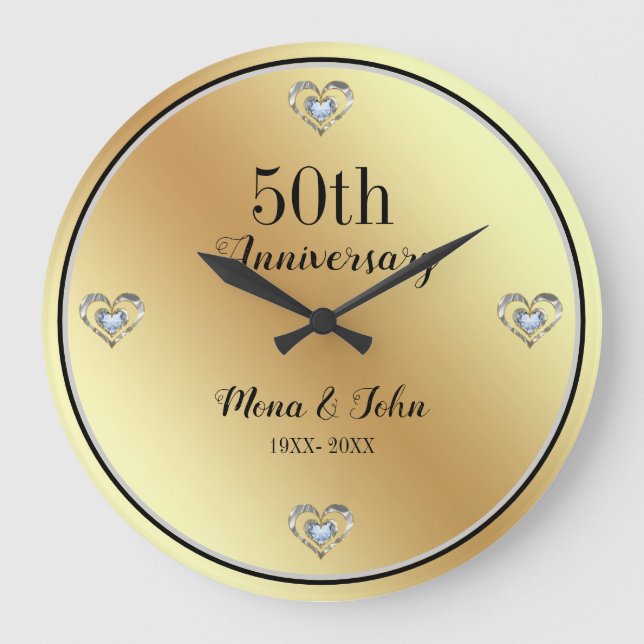 Diamonds Hearts Große Wanduhr (Vorderseite)