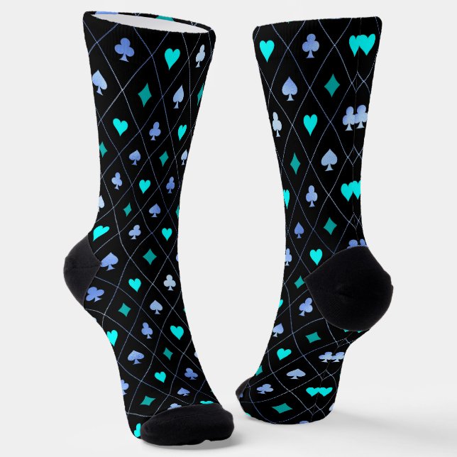 Diamonds Hearts Spades Clubs Playing Cards Muster Socken (Gewinkelt)