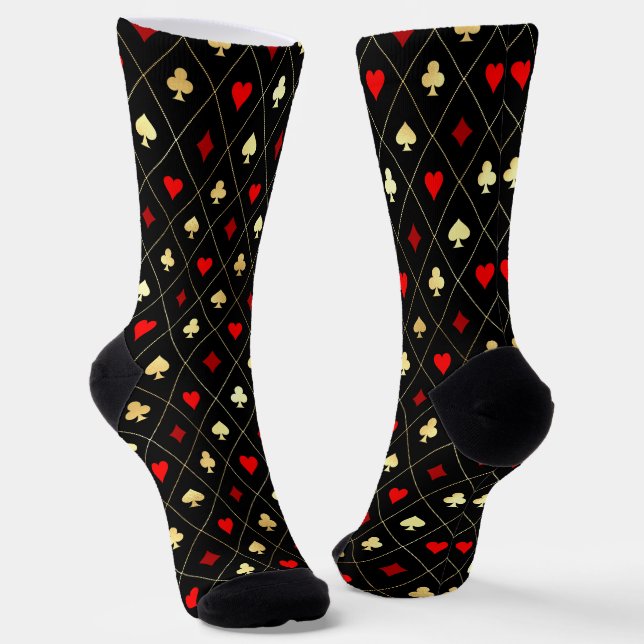 Diamonds Hearts Spades Clubs Playing Cards Muster Socken (Gewinkelt)
