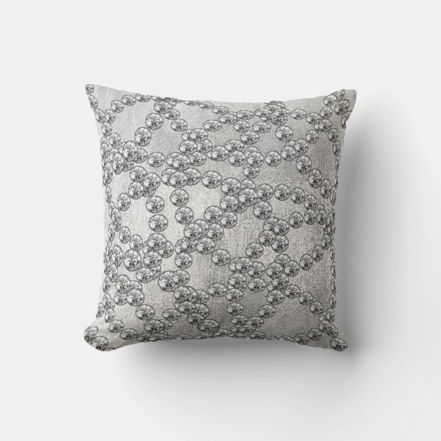 Diamonds Jewels Dekoration Silver Gray Metallic Kissen (Vorderseite)