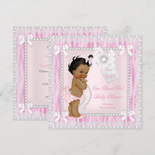 Diamonds Lace Sweet Little Ethnic Girl Baby Dusche Einladung