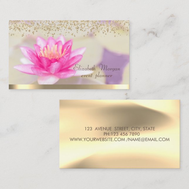Diamonds Lotus Gold Elegante Visitenkarte (Vorne/Hinten)