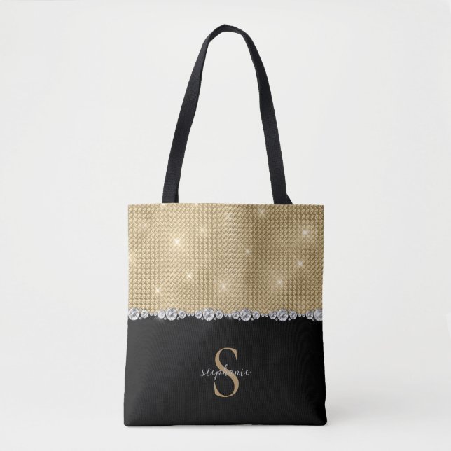 Diamonds Monogram Gold Black Luxury Anspruchsvoll Tasche (Vorderseite)