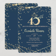Diamonds Navy Blue Gold 40. Geburtstag Party
