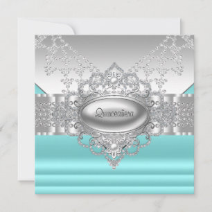 Diamonds Pearls Aquamarin Blue Quinceanera Einladu Einladung