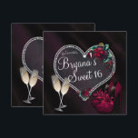 Diamonds Pearls Dark Heart High Heels Sweet 16 Einladung<br><div class="desc">Anpassen für Ihre Veranstaltung</div>