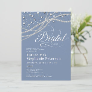 Diamonds Pearls Something Blue Mrs. Brautparty Einladung