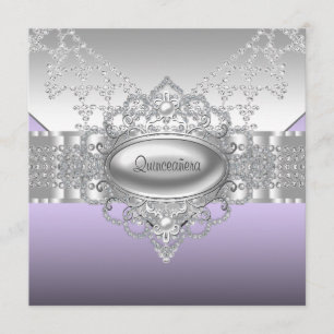 Diamonds Perles Quinceanera violet Invitations