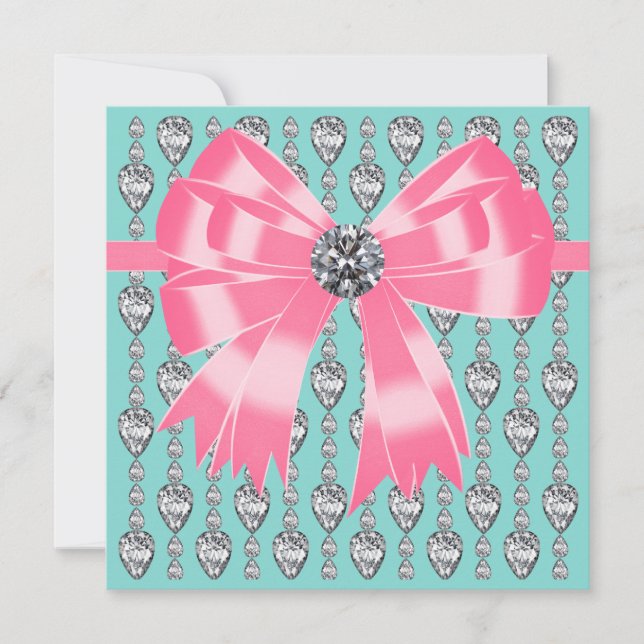 Diamonds Pink Aquamarin Blue Party Einladung Templ (Vorderseite)